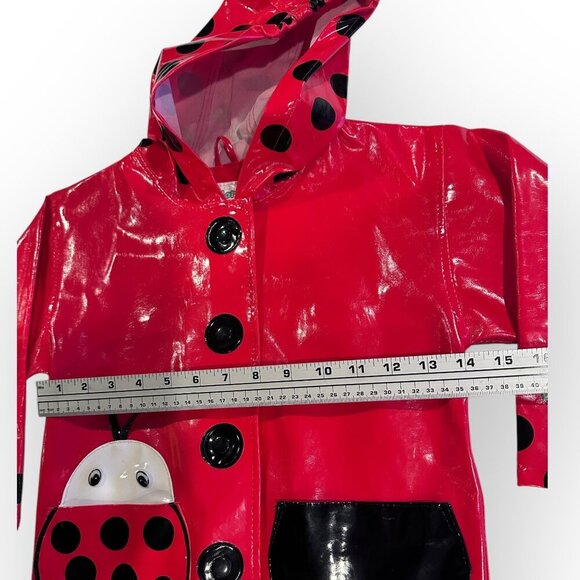 Kidorable Kids Ladybug Raincoat Hooded Jacket Red Black Polka Dot Size Girls 4T - Picture 9 of 16